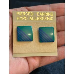 Vintage post earrings circa 1980 green